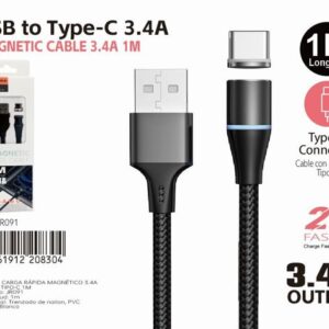 3.4a Magnetic Cable USB-a to Type-C