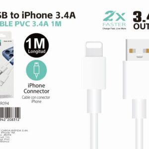 3.4a USB to iPhone Charging Cable 1m