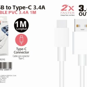3.4a Charging Cable 1m USB-a to Type-C Connector