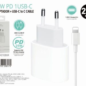 25W Mobile Adapter with Cable 1m Type-C to Lightning