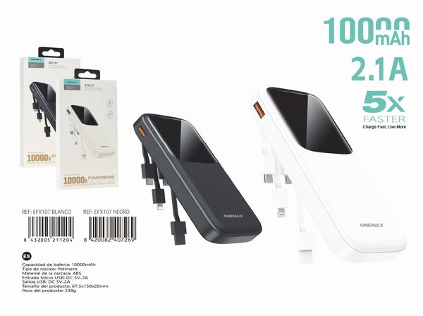 Power Bank 2.1a 10000mAh Multi-connector
