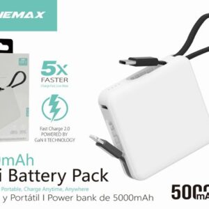 Mini Power Bank 2.1a 5000mAh with Type-C and Lightning Connector
